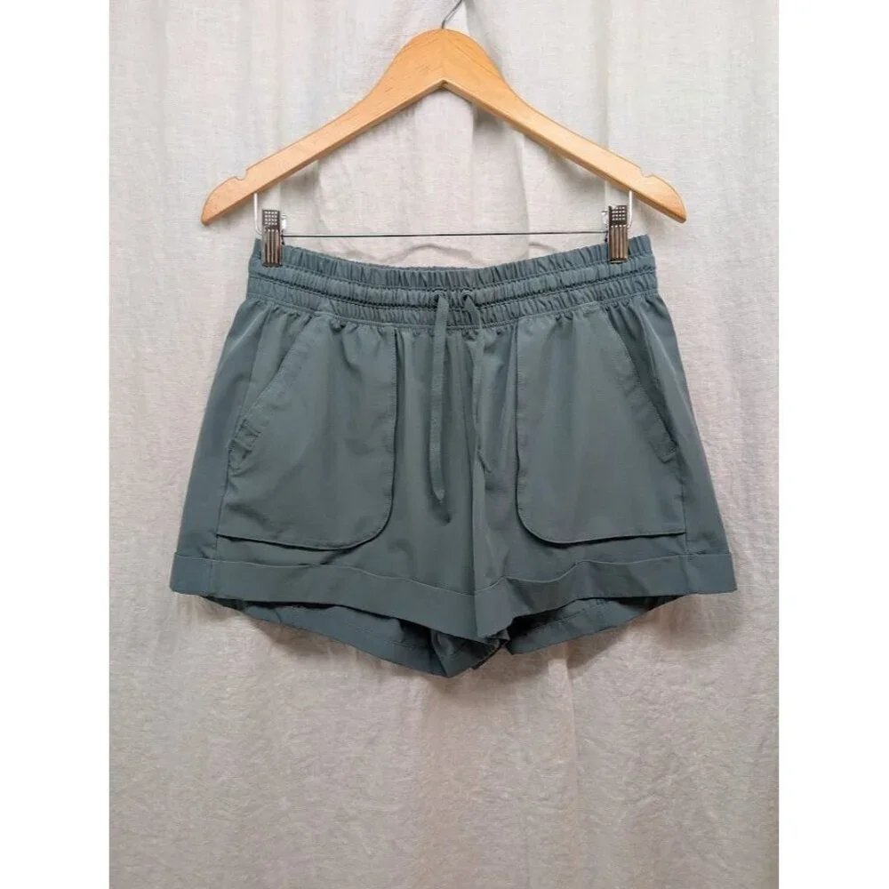 Avia women's size 8 recycled polyester shorts cuffed shorts sage green gray V1 - Picture 1 of 6